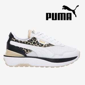 Puma Women's White and Black Leopard Sneakers